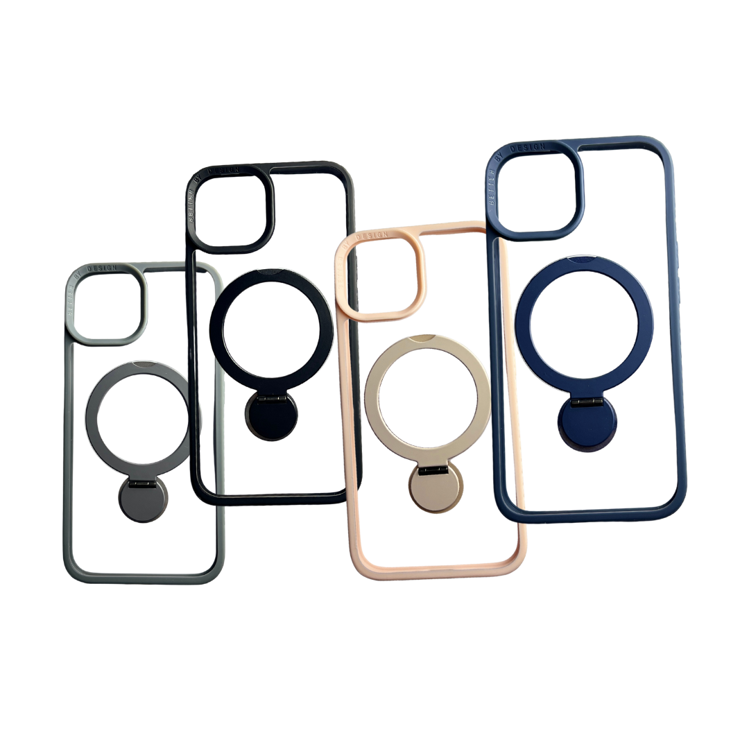 FUNDA CASE MAGSAFE Y PARANTE GIRATORIO TRANSPARENTE PARA IPHONE